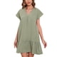 thumbnail image 1 of SAYOO Vestido de manga corta para mujer, vestido de ajuste holgado con dobladillo con volantes y cuello en V de color sólido, ropa informal simple y elegante de una pieza SAYOO  S M L XL XXL, 1 of 8