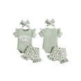 thumbnail image 2 of Newborn Baby Girls Clothes Rib Knit Ruffle Crew Neck Short Sleeve Daddy girl Letters Print Romper Shorts Hairband Cute Summer Outfit Set, 2 of 9
