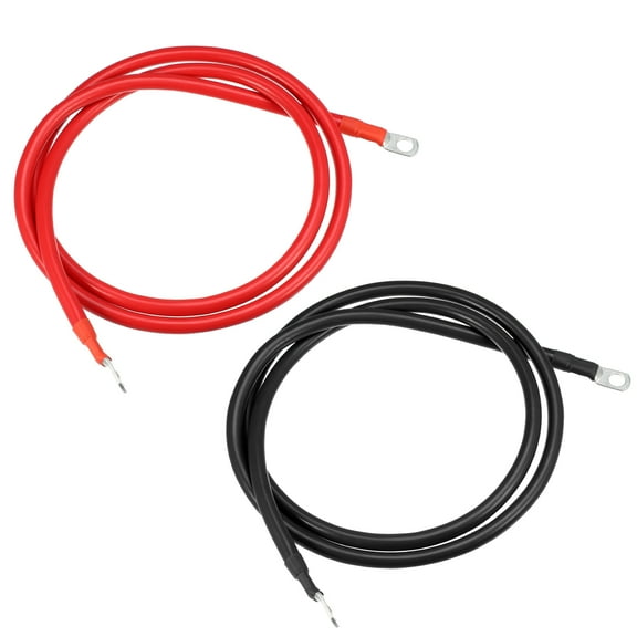 Unique Bargains 1 Pair 4 AWG Gauge 5ft Battery Inverter Cables with 3/8" Ring Universal for Car Vehicle RV Black Red
