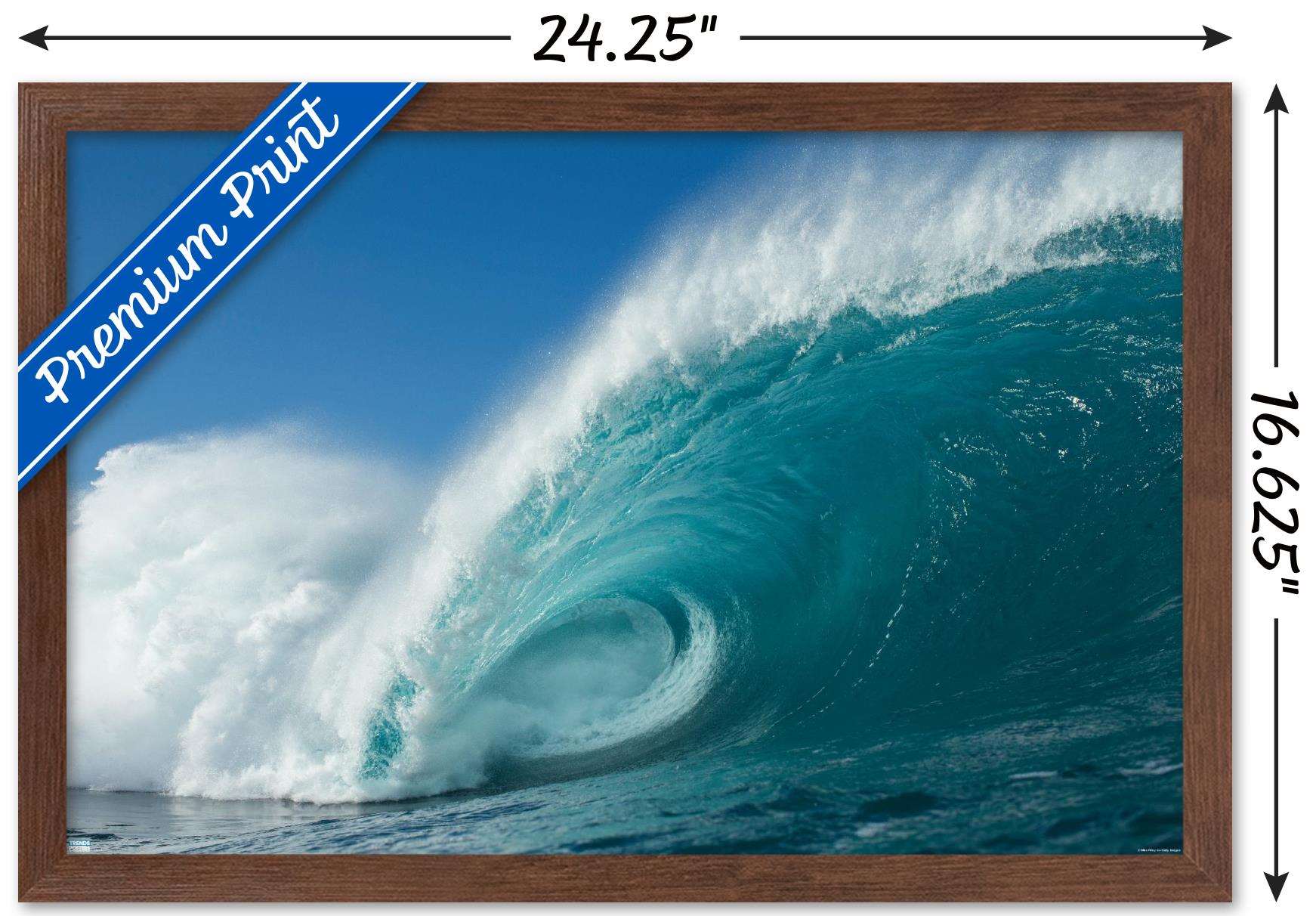 Surfing - Rolling Wave Wall Poster, 14.725" x 22.375", Framed