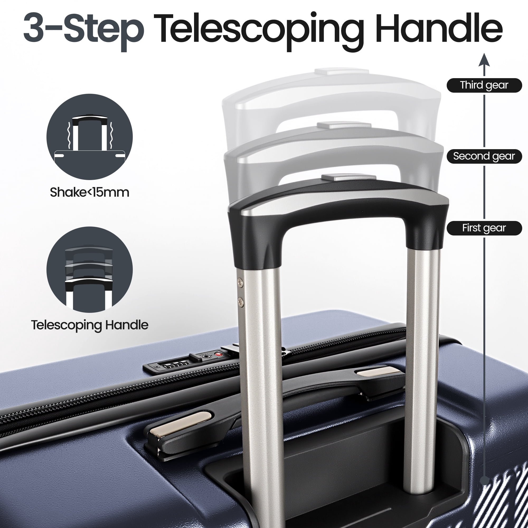 New York Xpress 3-Piece Hardside Luggage Set, Expandable Suitcases with TSA Lock, 20"/26"/30" Carry-on & Checked, Blue - WD577
