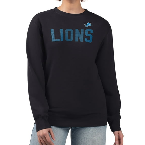 Women's G-III 4Her by Carl Banks  Black Detroit Lions Dot Print Team Graphic Fleece Pullover Sweatshirt