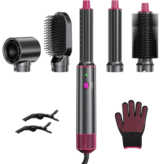 ILAVYO Blow Dryer Brush 5 in 1 Hot Air Hair Dryer Brush with Auto Air Curler, Detachable Ionic Styler, Volumizer for Drying, Curling, Straightening and Volumizing