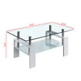 thumbnail image 2 of Holaki Living Room Rectangle Coffee Table,Tea Table Suitable for Waiting Room, Modern Side Coffee Table with Wooden Leg, Glass Tabletop with Lower Shelf,White End Tables,Glass Side Table, 2 of 6
