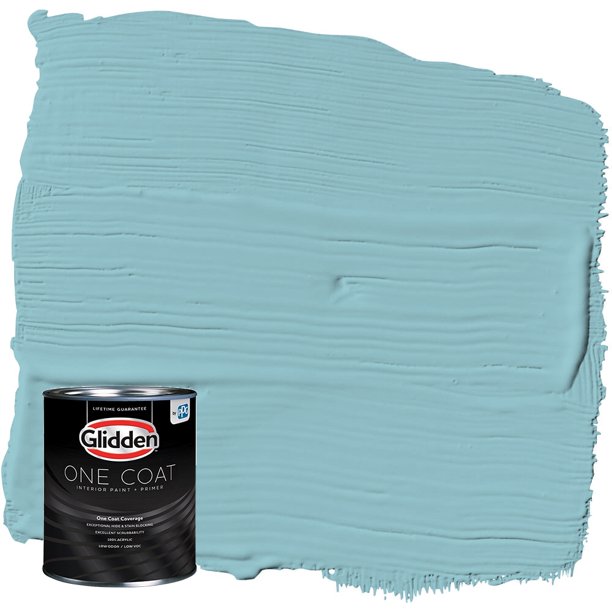 Glidden One Coat Interior Paint and Primer, Kingston Aqua / Blue, 1 Quart, Flat