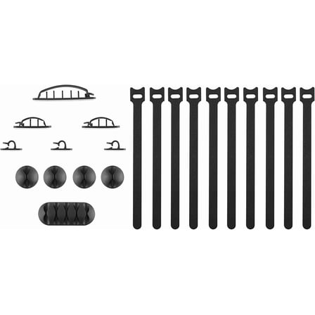 Link2Home 21-Piece Desk Cable Management Kit with Ties and Clips