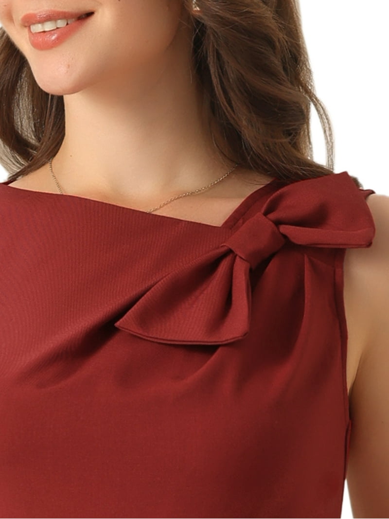 Inspire Chic Evening Cocktail Dress for Women's Elegant Flared Sleeveless Midi Formal Dresses XL Wine Red Inspire Chic Evening Cocktail Dress for Women's Elegant Flared Sleeveless Midi Formal Dresses XL Wine Red