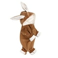 thumbnail image 2 of FAOWME Big Kids Girls Boys Hooded Romper Long Sleeve Fuzzy Solid Color Zipper Cute Cartoon Rabbit Design Warm Stylish Bodysuits Jumpsuits For Daily Wear Brown 6-9 Month, 2 of 8