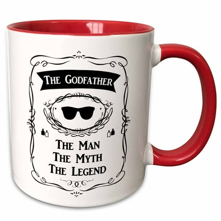 3dRose The Godfather The Man The Myth The Legend funny cool god father gift - Two Tone Red Mug,