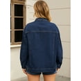 thumbnail image 4 of Unique Bargains Women's Casual Denim Jacket with Oversized Pockets M Dark Blue, 4 of 7