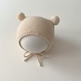 thumbnail image 4 of Gorro de ganchillo para bebé, gorro con orejas de oso bonito para niños y niñas, gorros con orejeras para otoño e invierno, gorro cálido, 4 of 5
