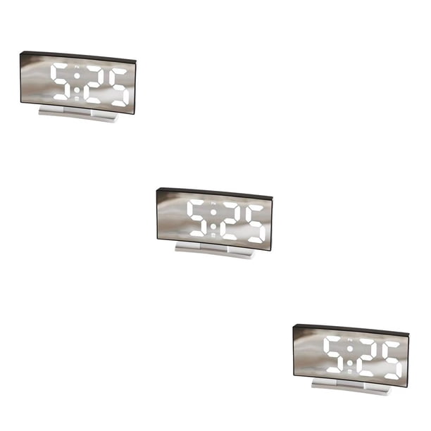 Billuyoard Reloj despertador LED Pantalla grande Termómetro multifuncional Decoración de Pantalla de calendario USB para dormitorio Luz negra / Type1 NO1