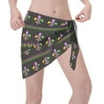 thumbnail image 3 of Geaub Mardi Gras Fleur de Lis Women's Short Wrap Skirt, Beach Sun Protection Shawl, Swimsuit Bra, Swimwear Tunic, 3 of 7