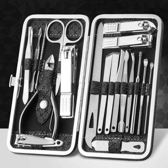 1 Set Professional Manicure Cutters Compact Stainless Steel Comfortable Case Manicure Kit Pedicure Supplies
