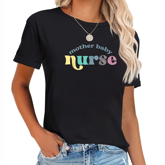 Retro Mother Baby Nurse, Postpartum Nurse, Mom Baby Nursing T-Shirt