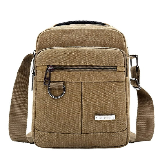Men's Fashion Canvas Shoulder Bag for Office and Casual Outing Lightweight Multi Pockets Small Crossbody Satchel Purse