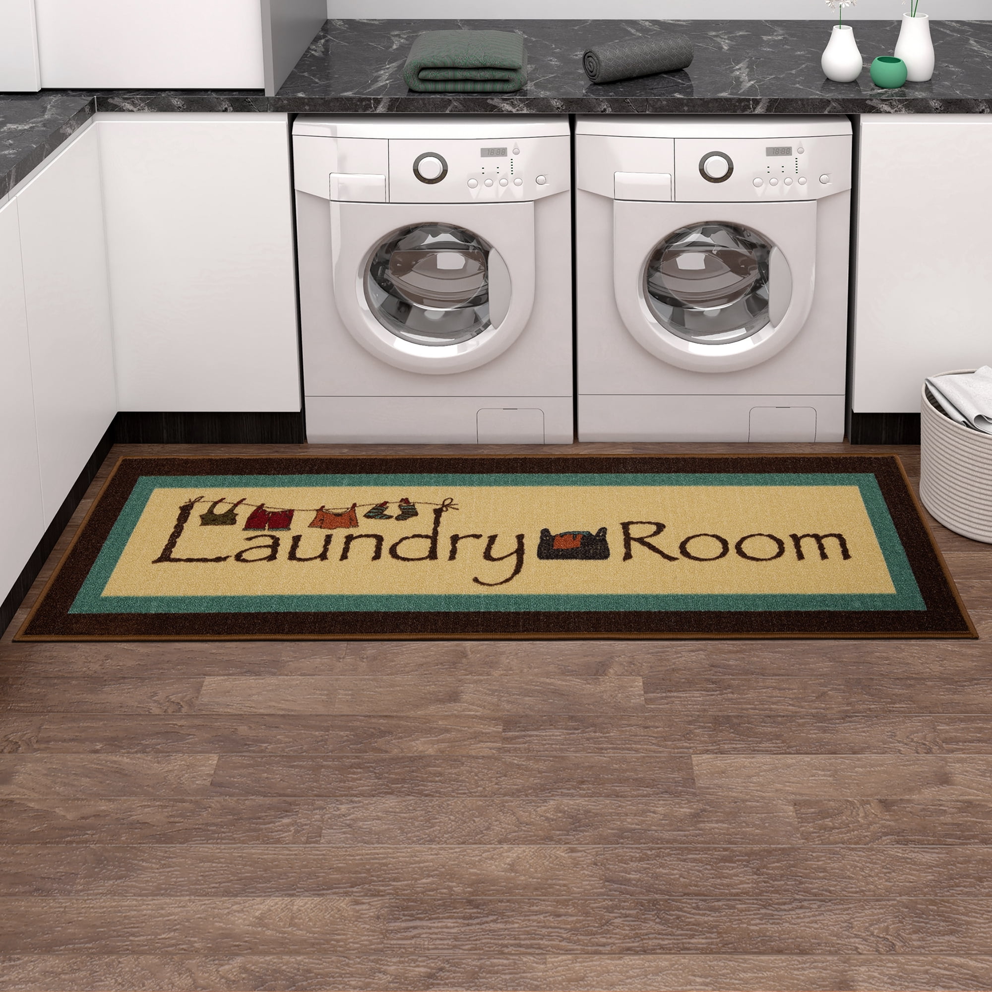 Ottomanson Laundry Mat Runner Rug, Brown, 20"X59"