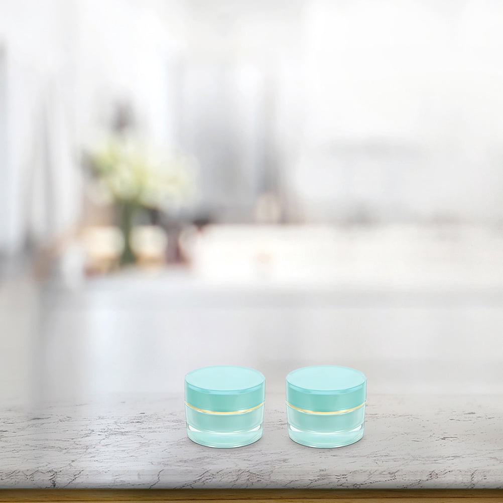 ELAYARD 4Pcs Blue Acrylic Wide Mouth Cream Jars Refillable Leak Proof Containers for Travel
