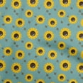 thumbnail image 1 of oneOone Viscose Chiffon Dark Teal Green Fabric Floral Sunflower With Honey Bees Sewing Fabric By The Yard Printed Diy Clothing Sewing Supplies 42 Inch Wide, 1 of 4