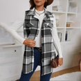 thumbnail image 6 of Seductiva Women's Button Womenn Shirts Sleeveless Top Women's Plaid Vest Button Sleeveless Lapel Neck Long Vest Tops Outerwear Casual Flannel Waistcoat Jackets Loose Fit T-shirt, 6 of 8
