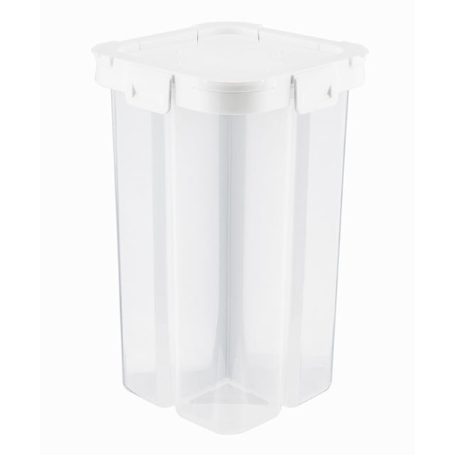 4-grid Transparent Grain Storage Pot Plastic Cereal Container Sealed Refrigerator Crisper (White)