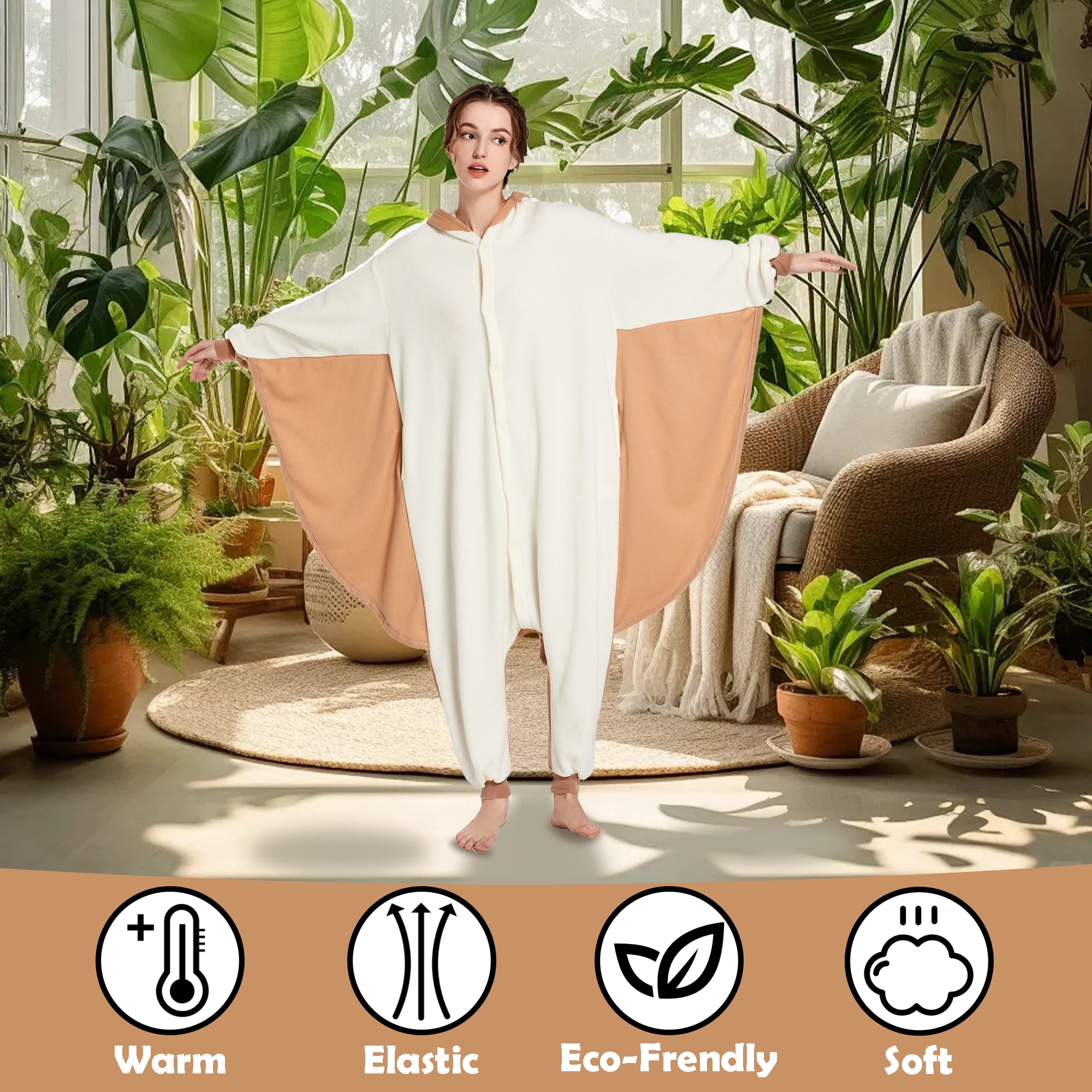 Flying Squirrel Onesie Adult CANASOUR Brown Animal One-piece Pajamas Cosplay Polyester Suit X-Large