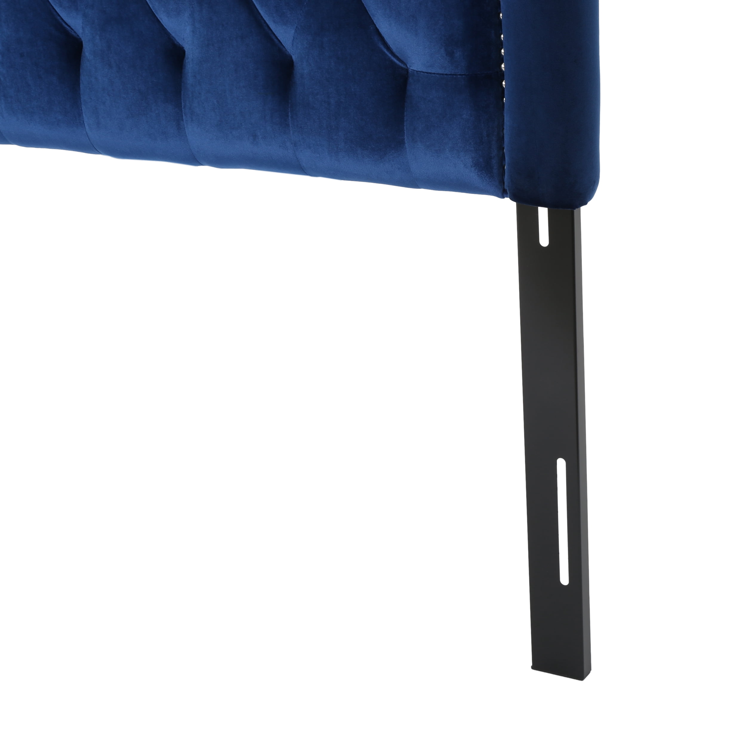 Lazarus Glam Velvet Full/Queen Headboard, Navy Blue and Black