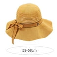 thumbnail image 6 of Sun Hat Folding Sun Protection Knitted Wide Brim Ribbon Bow Women Beach Hat for Outdoor, 6 of 8