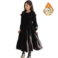 thumbnail image 1 of Qudderr Robes en Polaire pour Adolescentes, Robe Décontractée en Velours Côtelé, Col Rond, Manches Longues, Robe Princesse pour 5-14 Ans, 1 of 9