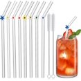 thumbnail image 1 of Wekity Flower Straws 10pcs Transparent Glass Straws Party Straws Shatterproof Bending Straws with Cleaning Brush Reusable Crystal Straws for Smoothies Milkshakes Milk Tea Juice Boba Tea-0621, 1 of 5