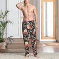 thumbnail image 5 of Uemuo Rose Flowers Pattern Men's Wide Leg Palazzo Lounge Pants with Pockets Light Weight Loose Comfy Casual Pajama Pants-Large, 5 of 9