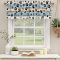 thumbnail image 3 of Blue Beige Paw Print Valances for Windows, Decorative Rod Pocket Window Valance Curtains, Vintage Farmhouse Rustic Wooden Grain Short Curtain Drapes for Kitchen/Living Room, 2 Panels, 42" W x 18" L, 3 of 8