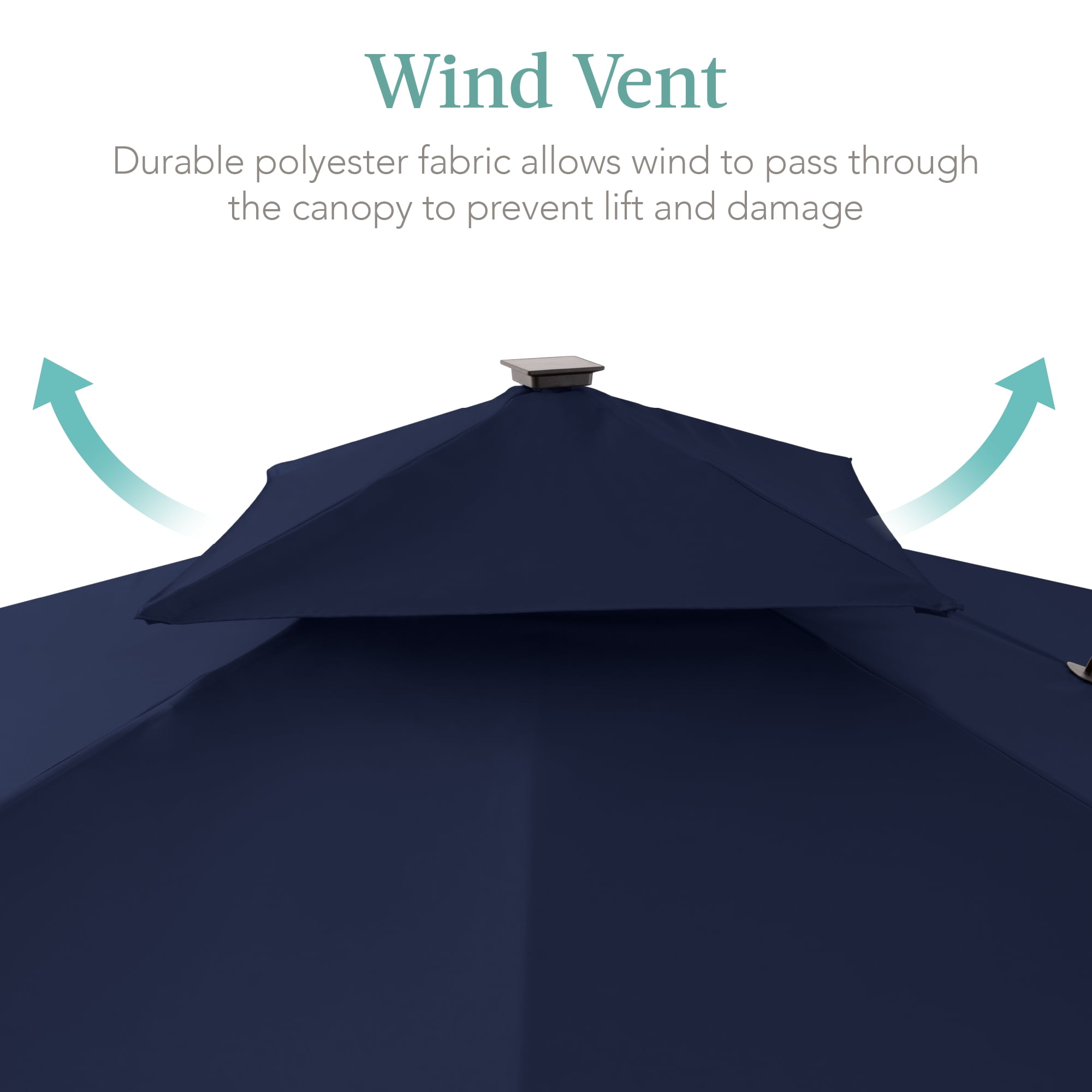 Best Choice Products 10x10ft 2-Tier Square Outdoor Solar LED Cantilever Patio Umbrella w/ Base Included - Navy Blue