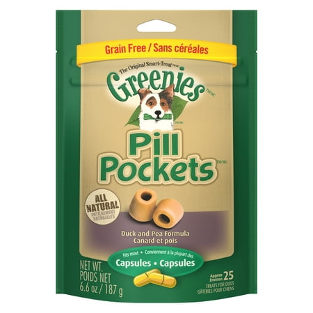 GREENIES PILL POCKETS Grain Free Capsule Size Natural Dog Treats Duck Flavor Formula, 6.6 oz.