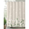 thumbnail image 3 of Spring Floral Daisy Bathroom Curtain 84 Inch Shower Curtain with Hooks, Flower Burlap Texture Waterproof Polyester Bath Curtain Washable Bathtub Curtain 72''x 84'', 3 of 6