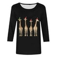 thumbnail image 4 of Mifsaly Womens Christmas 3/4 Sleeve Shirts Plus Size Xmas Loose Tunic T-Shirt Cute Print Thanksgiving Dinner Pullover Tops 2025 Festival Party Blouse, 4 of 5