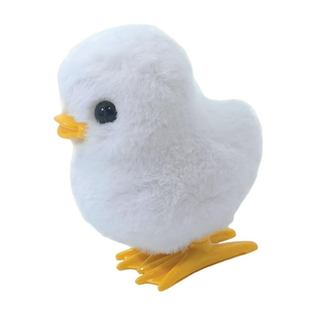 Juguete de peluche de pollito con cuerda, diseño de dibujos animados realista para niños, juguete para saltar Blanco 30 g