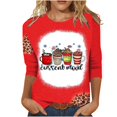 thumbnail image 2 of Pntutb - Camiseta holgada con estampado de moda para mujer, blusa de manga 3/4, cuello redondo, tops casuales Pntutb Pntutb-1822, 2 of 4