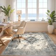 thumbnail image 3 of Design&I 8'x10' Washable Area Rug Extra Large Skid-Resistant Low Profile Beige Grey Boho Vintage Distressed Scroll Border Taupe Textured for Living Room, Family, 3 of 7