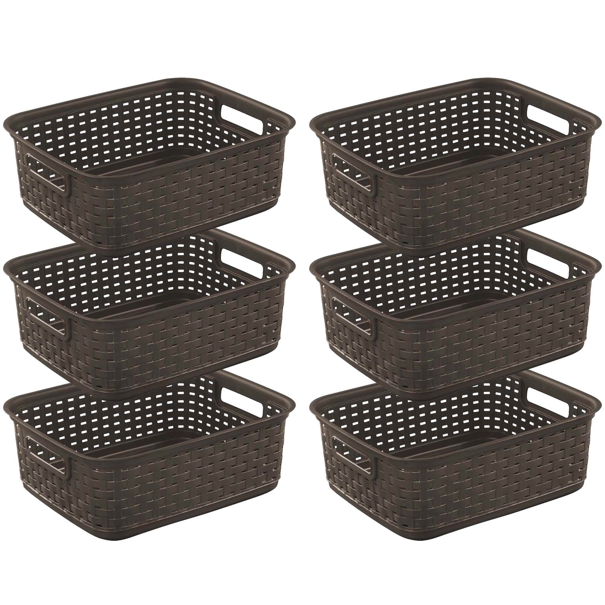 Sterilite Decorative Wicker Style Short Weave Storage Basket, Espresso (24 Pack) - 2
