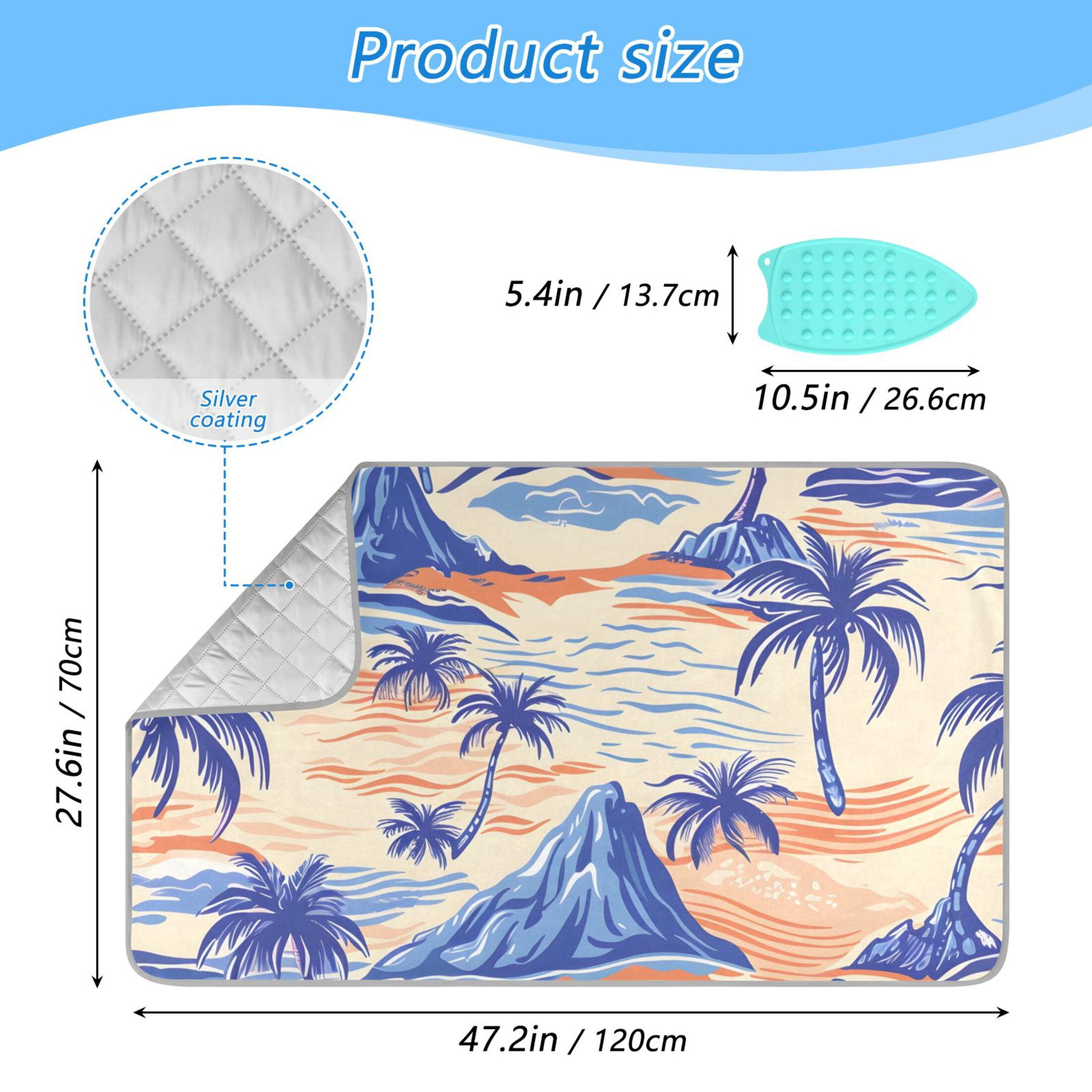 Palm Trees Rivers Mountains Ironing Mat Blanket Portable Travel Ironing Pad Heat Resistant Pad 47.2" x 27.6”