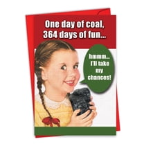 NobleWorks Funny Christmas Thank You Greeting Card with 5 x 7 Inch Envelope (1 Card) One Day Of Coal C1127XTG