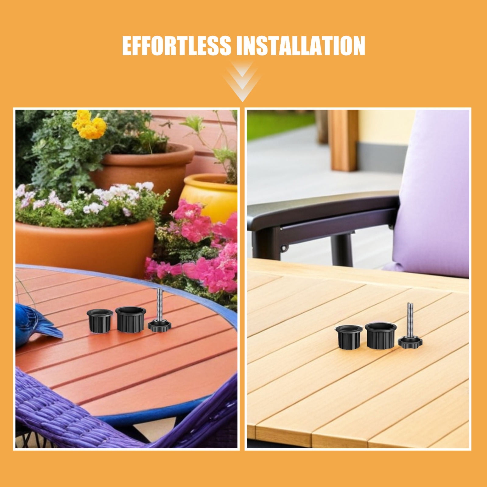OUNONA Black Plastic Umbrella Hole Cap with Fixing Screws, 1 Set for Outdoor Stability and Secure Installation