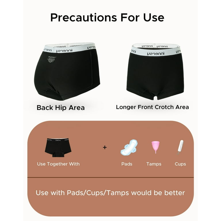 Buy INNERSY Big Girls' Period Panties Menstrual Underwear for First Period  Starter 3-Pack, Colored Black, 12-14 Years at