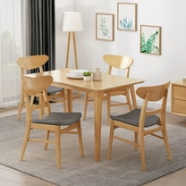 Noble House Jaxson Mid-Century Modern Dining Chairs, Set of 4, Dark Gray, Natural Oak