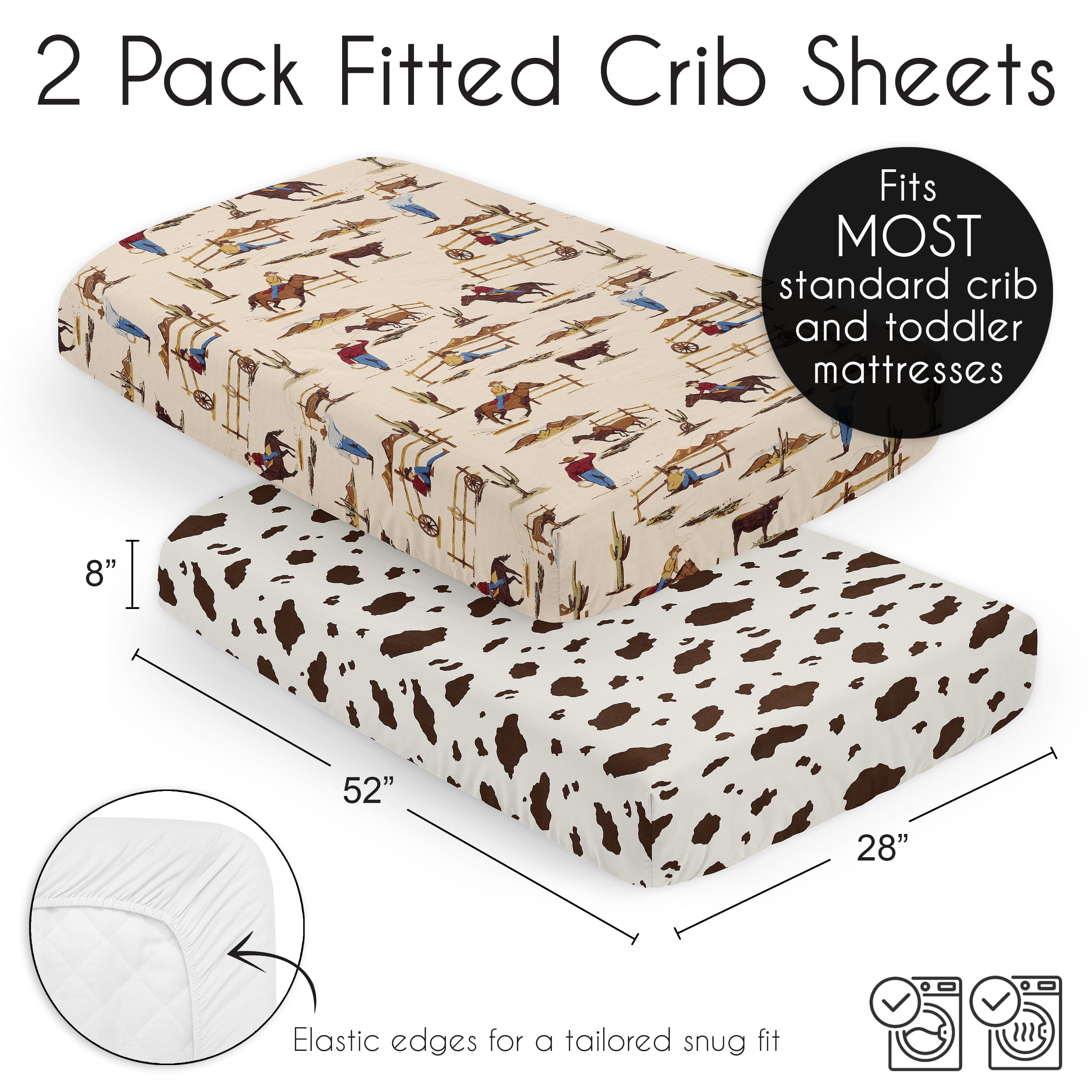 Sweet Jojo Designs Wild West Cowboy Brown Red Blue Fitted Crib Sheets 2 Piece Set