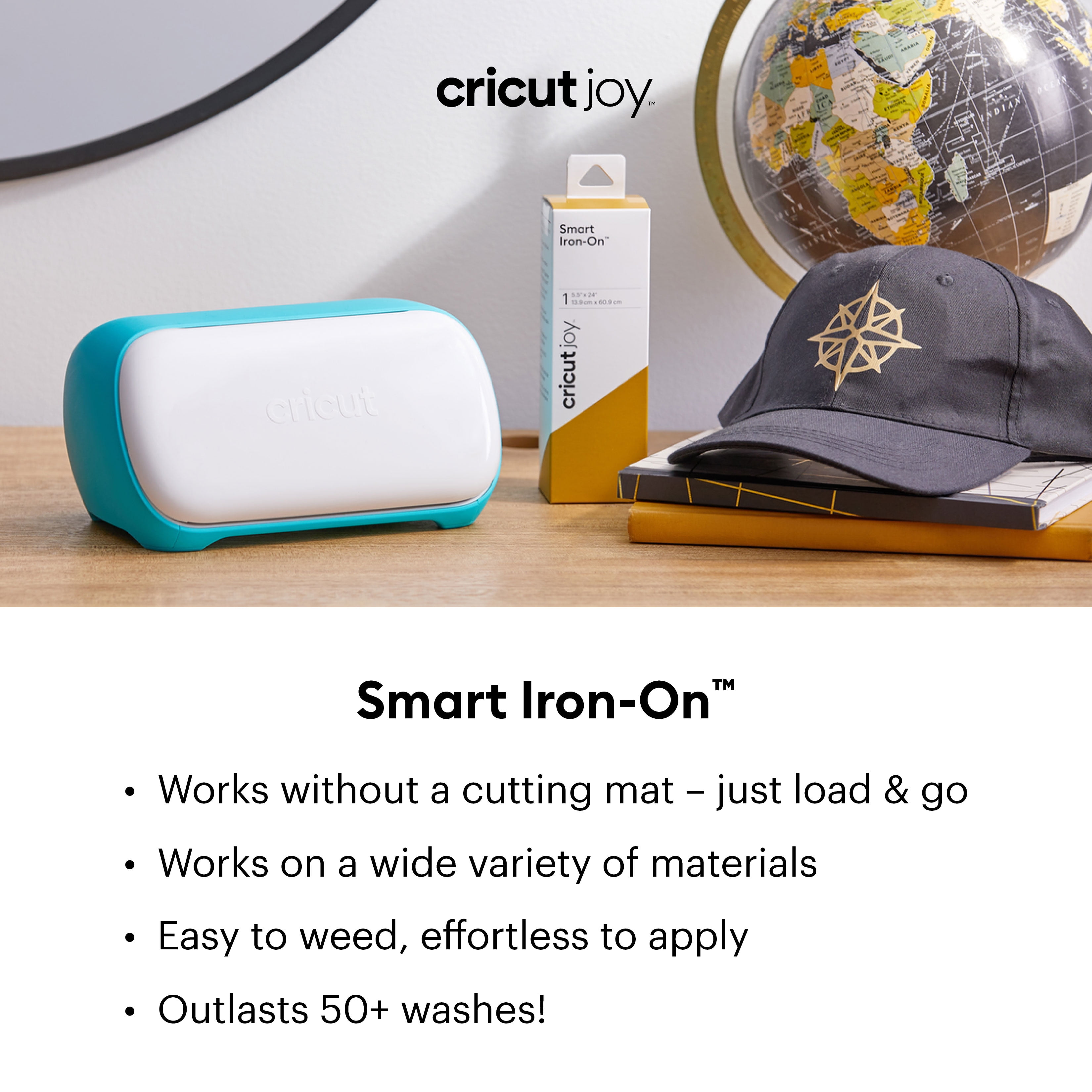 (2 pack) Cricut Joy™ Smart Iron-On™ Vinyl Glitter, Black, 5.5" x 19"