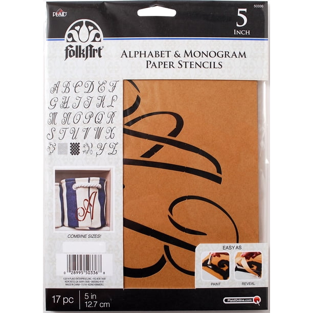 FolkArt Script Monogram Stencils - 26-Pack Paper Stencils For Crafting & Home Decor