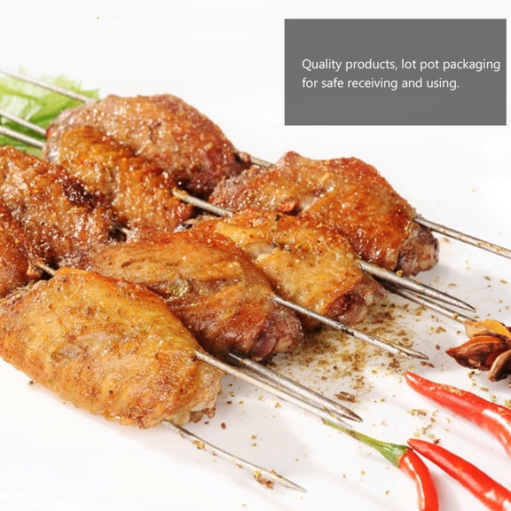 Raindrops 100 Pcs Skewer Stainless Steel Silver Round for Families Barbecue Tool Sets