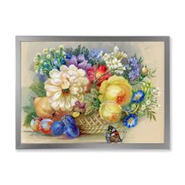 Designart 'Vintage Still Life Of White and Yellow Flowers' Traditional Framed Art Print